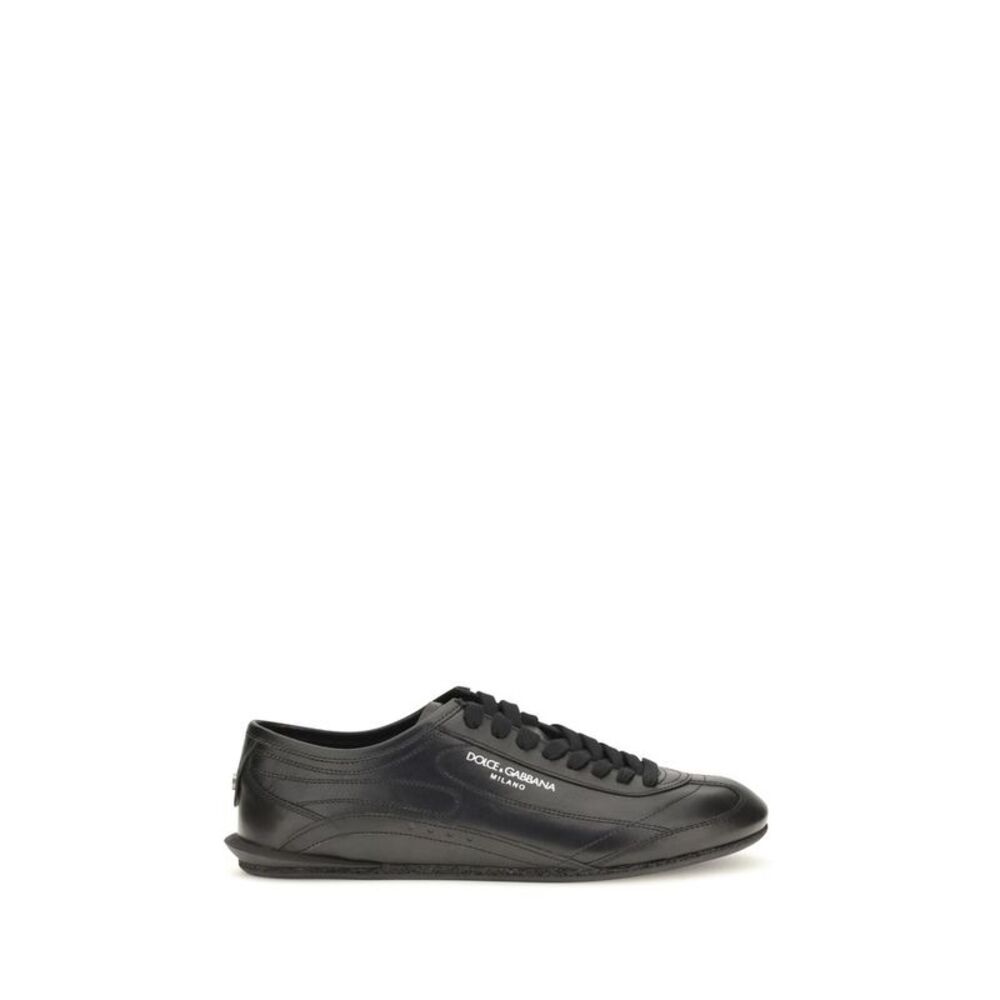 Dolce & Gabbana Black Calf Leather Bos Taurus Low Top Men's Sneakers